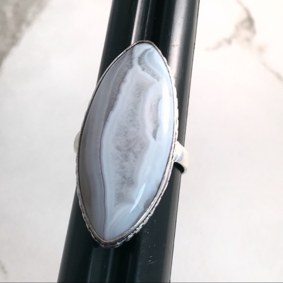Handmade Jewelry - Natural Crystal Agate Statement Ring Size 9+